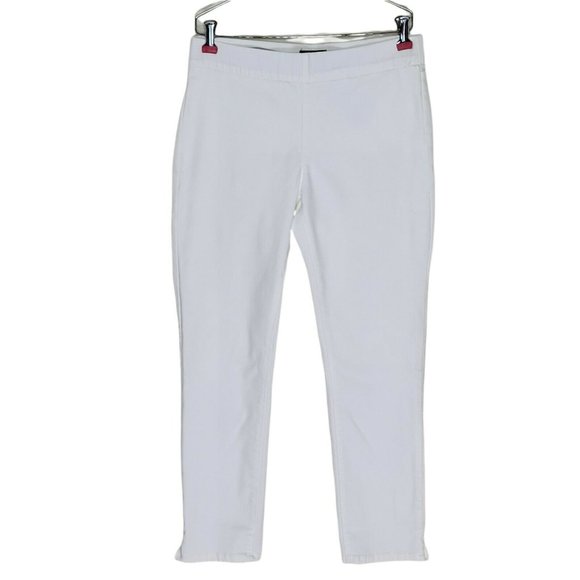NYDJ Pants - NYDJ Alina Ankle Pants White Elastic Waist Pull On Back Pockets Slits Size 6